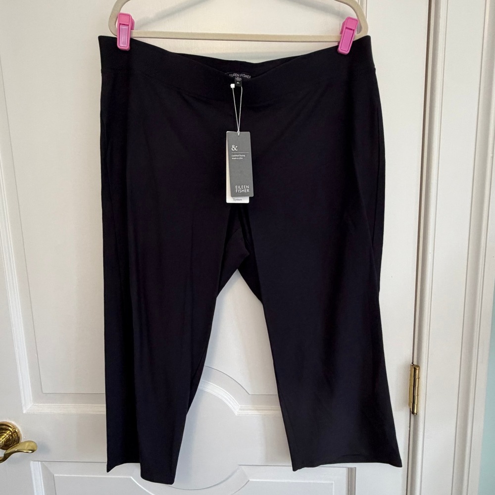 Eileen Fisher Slim Capri Women XL Ink Blue Washable Stretch Crepe S3TK-P0516M